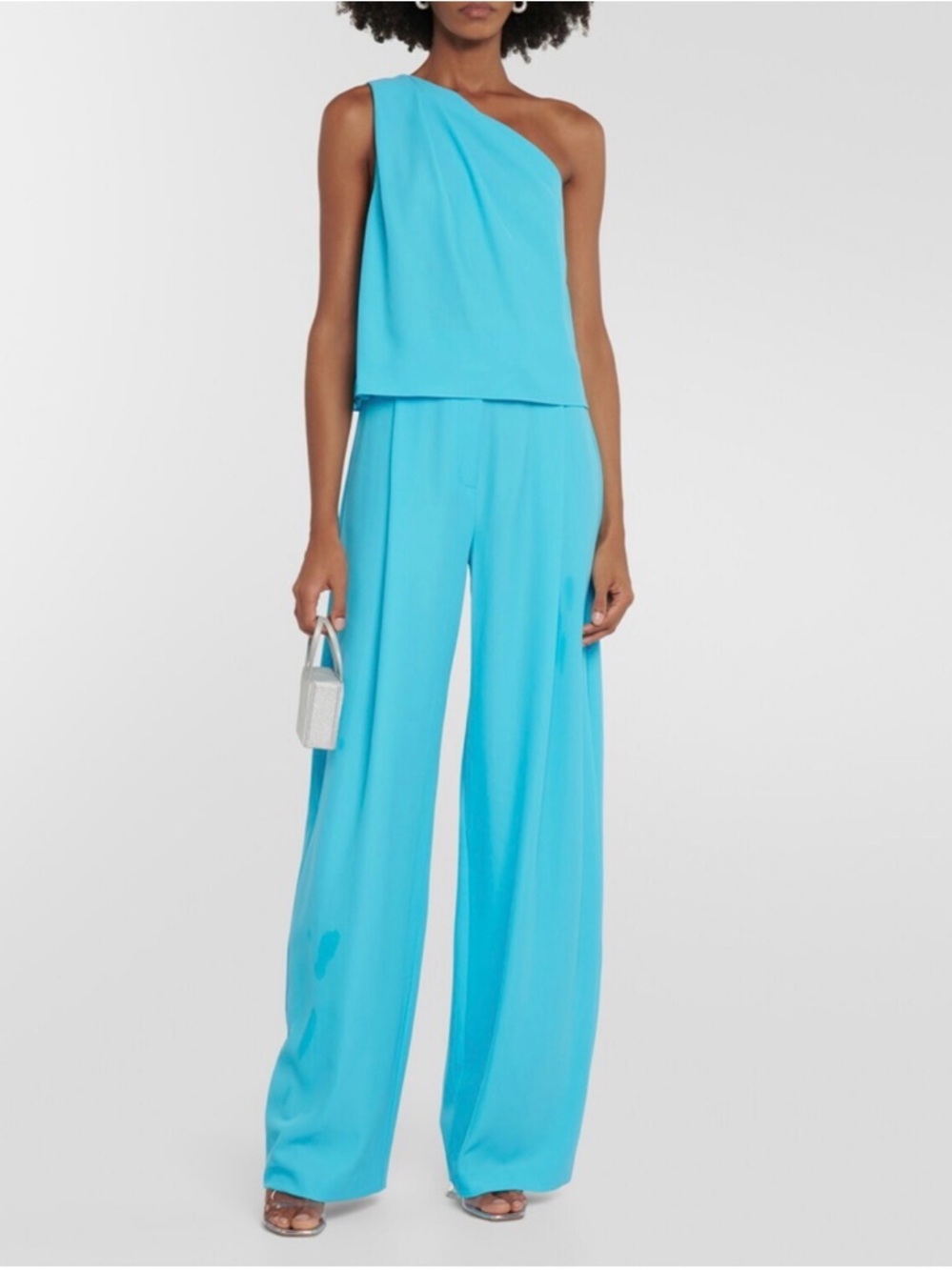 The Sei One-Shoulder Wide-Leg pants set Bright Turquoise